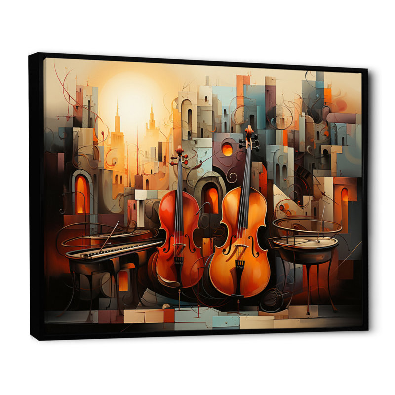 Décoration murale Sunlit Symphony I - Collages abstraits, Cadre flottant noir, H 30 po x l 40 po x P 1,5 po
