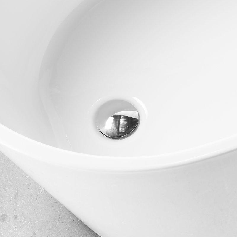 Modern White Freestanding Soaking Bathtub In Pure Acrylic With Overflow And Side Drain