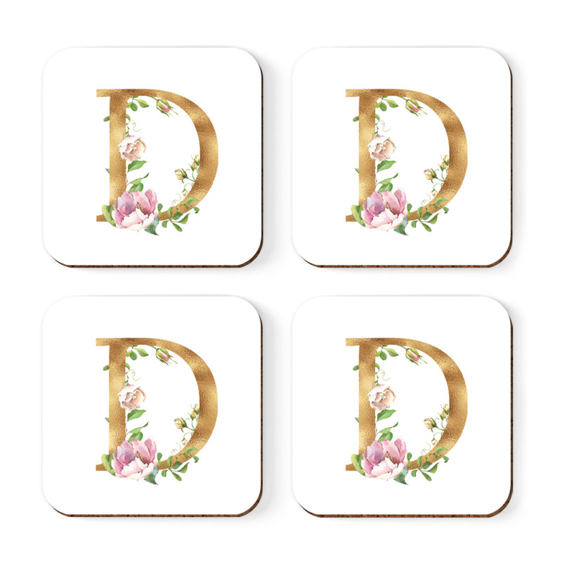 Sous-verre de lettre initiale à monogramme Lush Bloom, D
