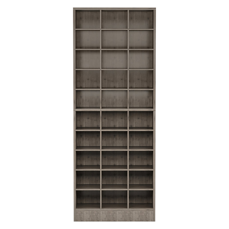 Armoire à chaussures 25,6 pouces à 25 niveaux en bois gris, Gris