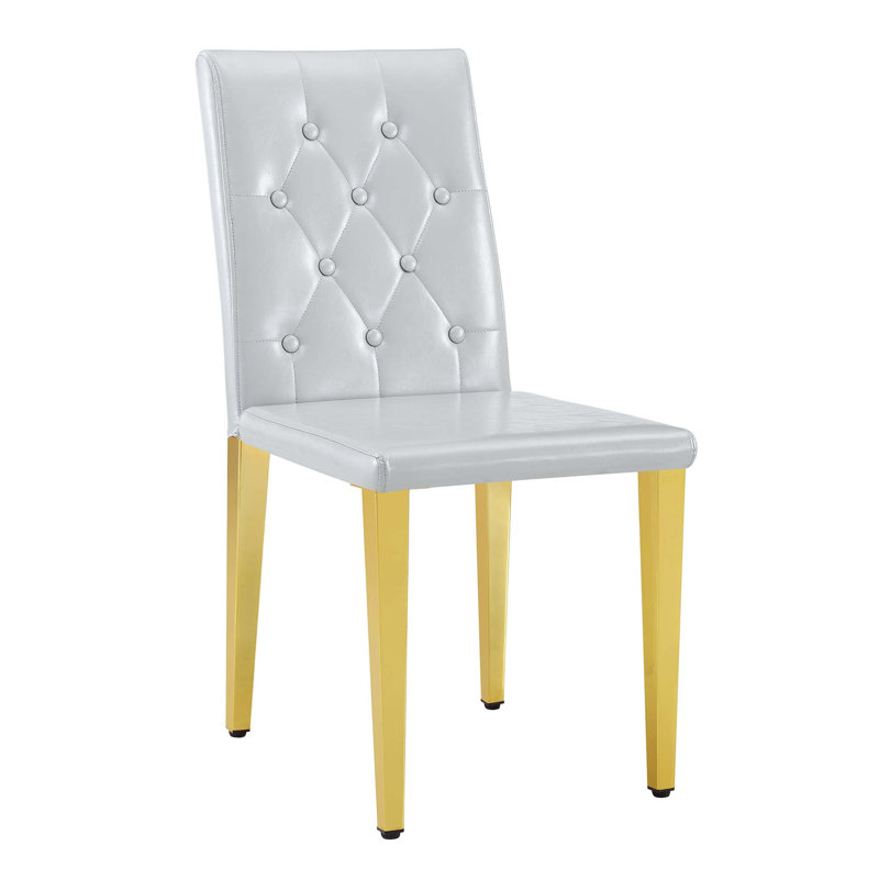 Ensemble de chaise de salle à manger ergonomique en polyuréthane avec pieds en métal et confort, Doré