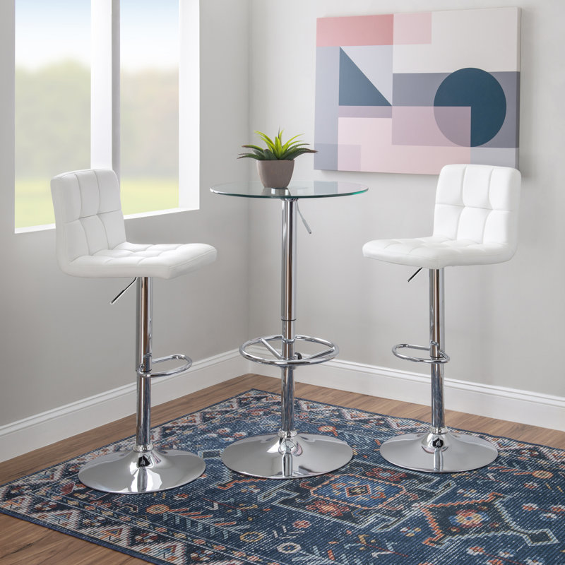 Aishvi 2 - Person Pedestal Dining Set, Chrome, White