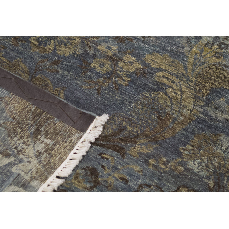 Hand-Knotted High-Quality Blue and Brown Area Rug