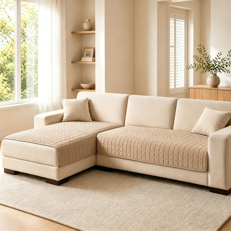 Ensemble de housse de coussin pour canapé modulaire en peluche 2 pièces, protecteur antidérapant et lavable pour canapé en forme de L