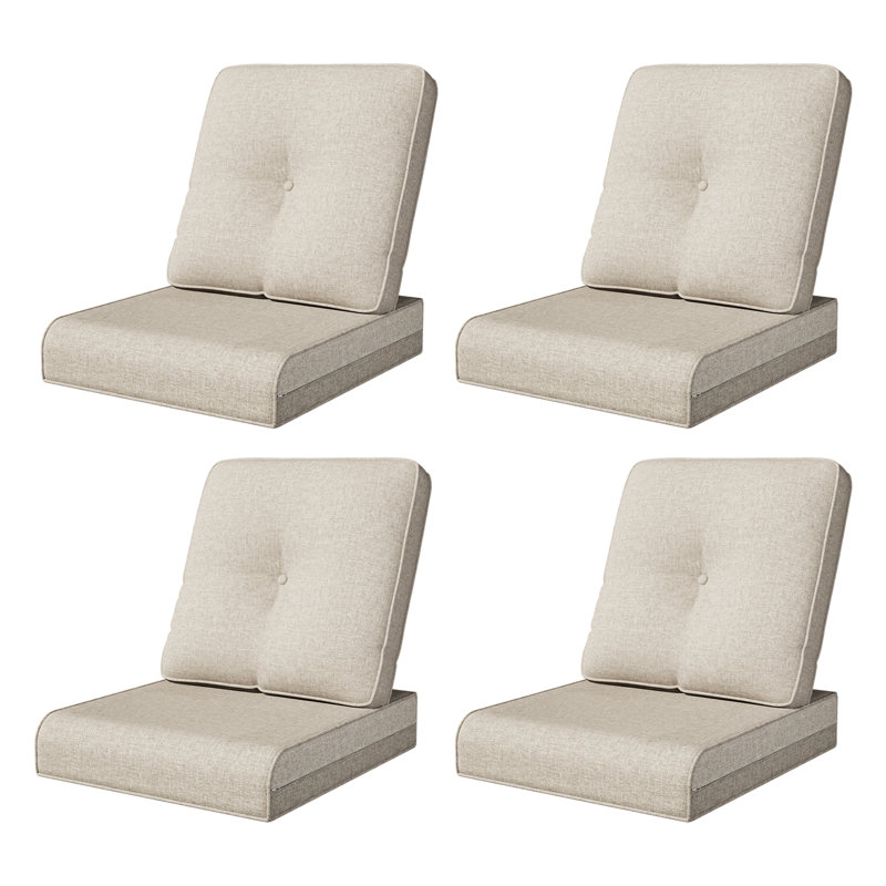 Adwin Outdoor 4" Deep Seat Cushion Set With Olefin Fabric, Beige, 4