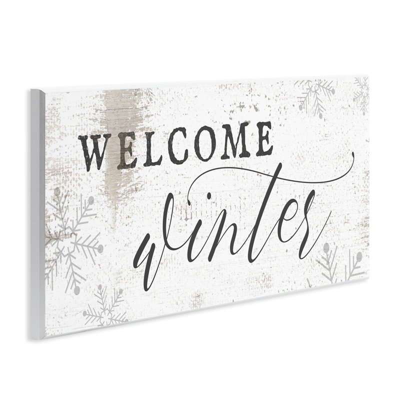 Welcome Winter Phrase Geometric Snowflake Pattern