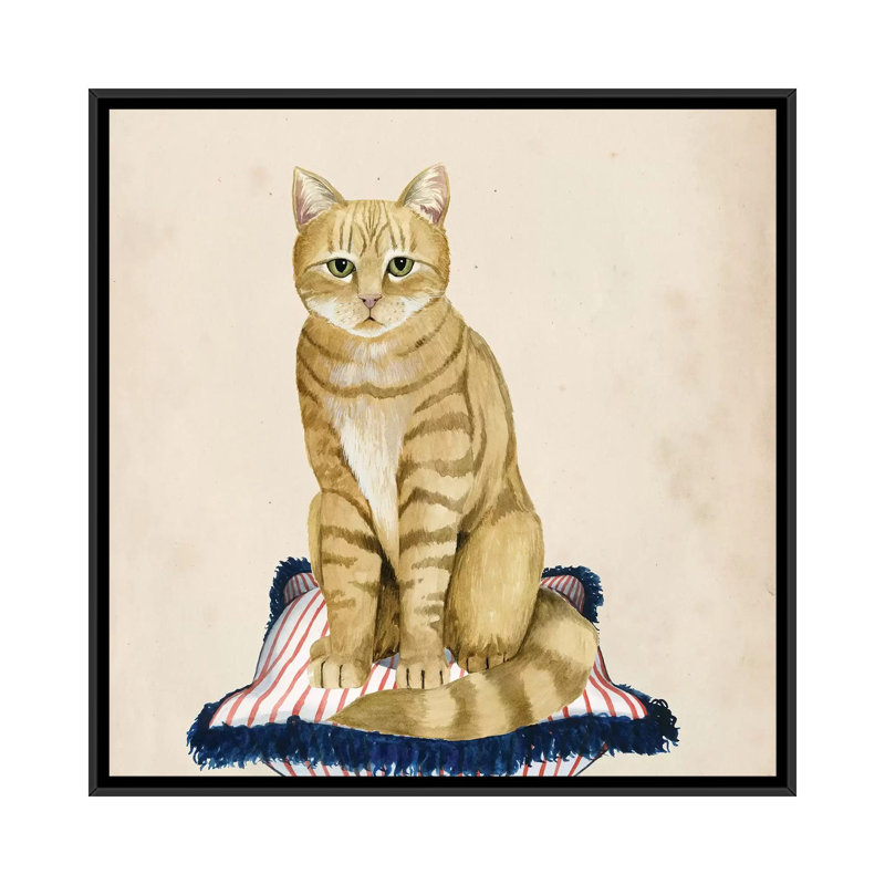 «Lady Cat IV» par Grace Popp - impression sur toile, H 37 po x l 37 po x P 1,5 po, Toile avec cadre noir, Pas de tapis