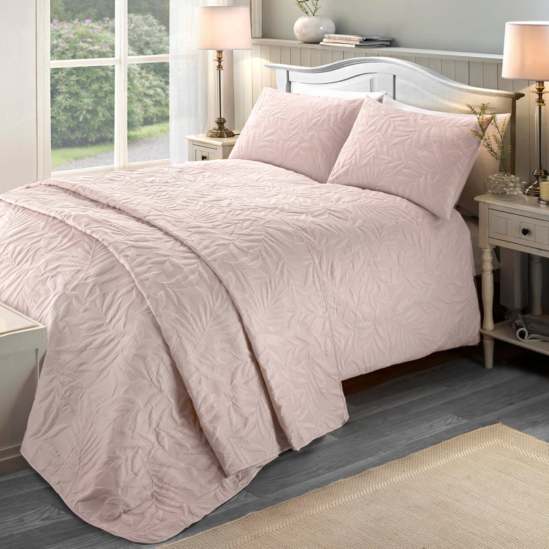 Zaragoza Polyester Floral Duvet Cover Set with Pillowcases, Kingsize - 2 Standard Pillowcases, Blush
