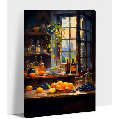 Cuisine, art mural, nourriture rétro, nature morte, peinture, affiche, fenêtre, lumière du soleil, impressions sur toile pour la salle à manger, décoration murale, encadrée, décorations de cuisine, 12 x 16 à 36 x 48 pouces, 20 x 30 pouces