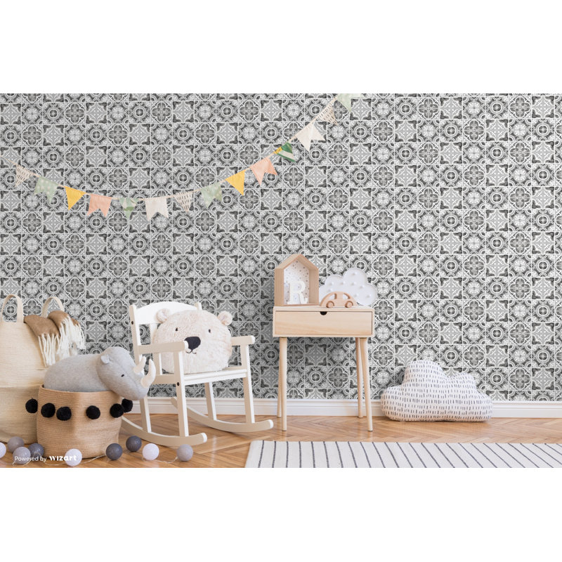 Iyanna Mosaic 10m x 53cm Wallpaper Roll, Silver