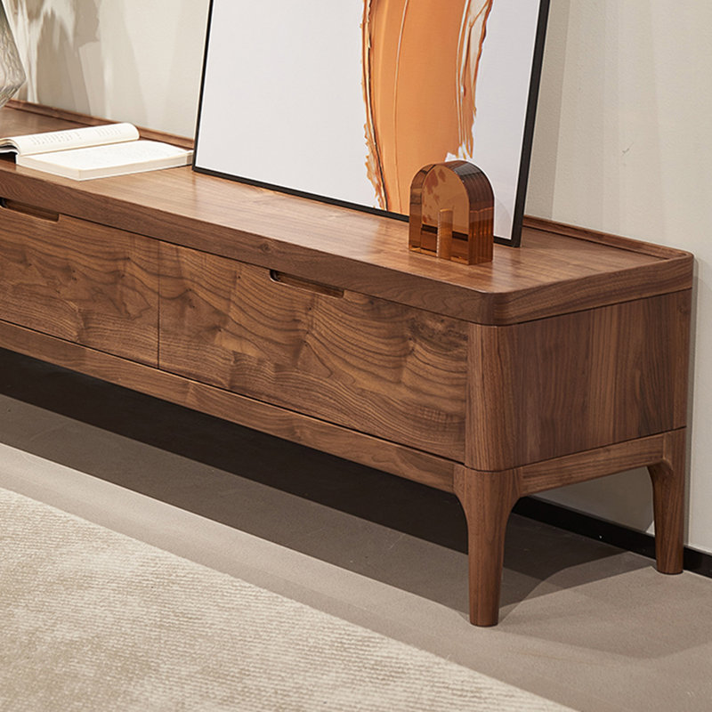 Meuble télé moderne et simple avec rangement en noyer noir, 78.74"