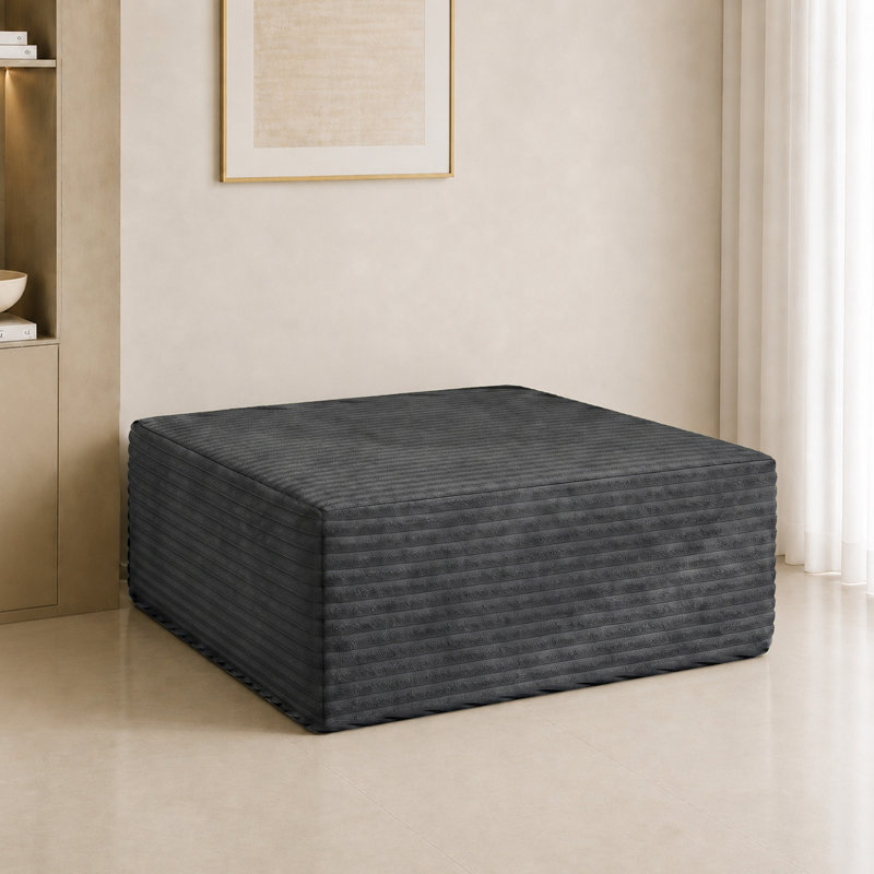 1 Seater Corduroy Sectional, Grey