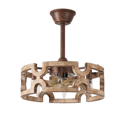 Ventilateur de plafond en bois de chêne massif 19 po avec télécommande