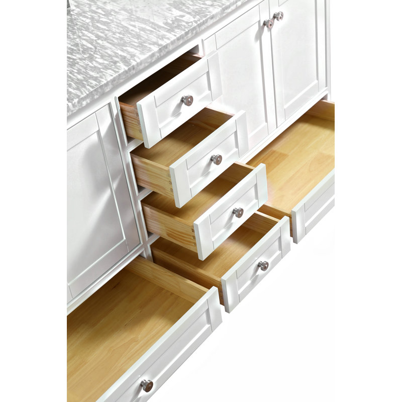 Audrey 72'' W Double Vanity, White| Brushed Nickel