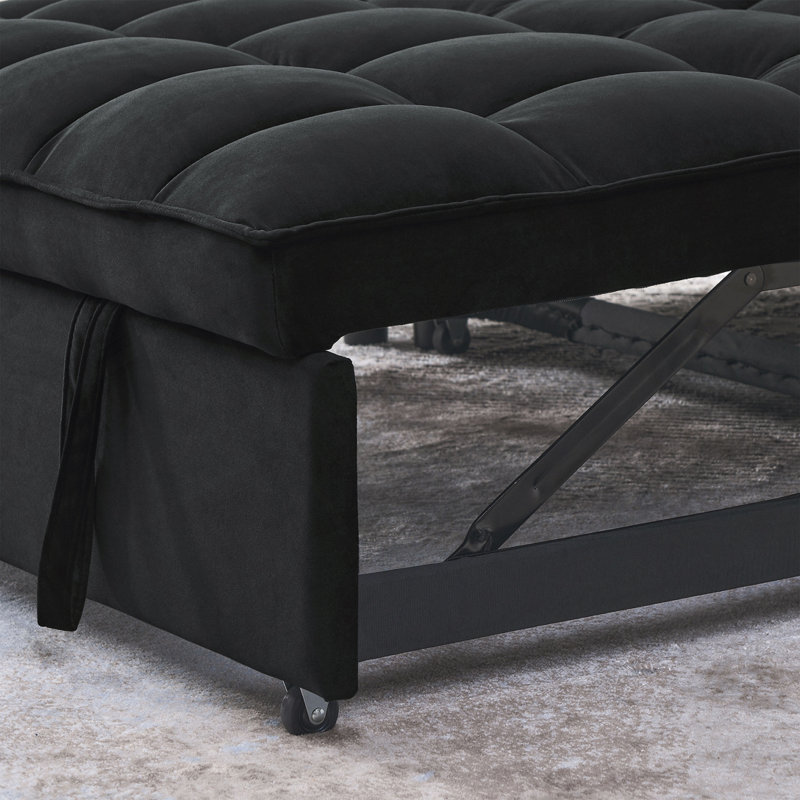 Convertible  Sleeper Sofa with Adjustable Backrest, Black