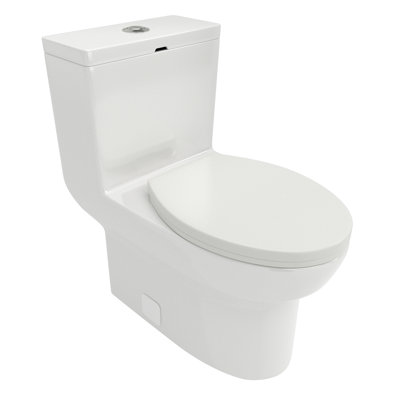 White Ceramic One Piece Toilet - Dual Flush, Soft Close Seat For Comfort Low Noise Flushing,