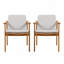 Ensemble de 2 chaises de salle à manger d'extérieur, structure en bois d'acacia couleur teck, osier PE brun, coussin imperméable gris, idéal pour les patios et les jardins-1601939911