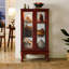 Armoire, porte vitrée à tablettes réglables, diaphane éclairée avec panneau arrière réfléchissant et miroir, portes trempées-612575160