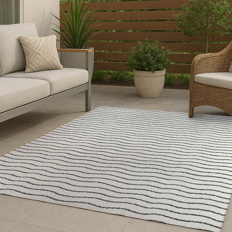 Wave Grunge Non-Slip Outdoor Rug, Rectangle 3' x 5'
