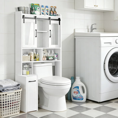 Extendable Rolling Toilet Storage Cabinet With Sliding Doors And Adjustable Shelves - Mobile Bathroom Organizer For Small Spaces, Laundry Room, Or Kitchen