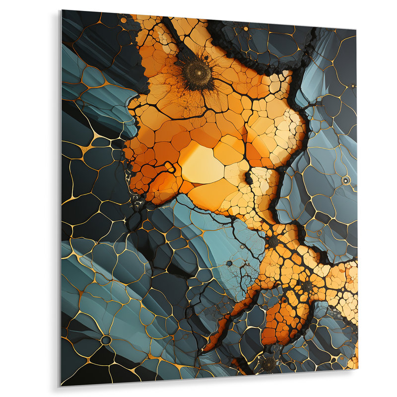 Marbre jaune et noir Elegance III - art mural géométrique en métal, H 20 po x l 12 po x P 1 po