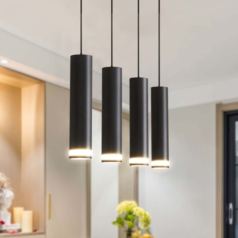 Luminaire suspendu pour îlot de cuisine noir mat à 6 lumières Angelina [Sans ampoule]