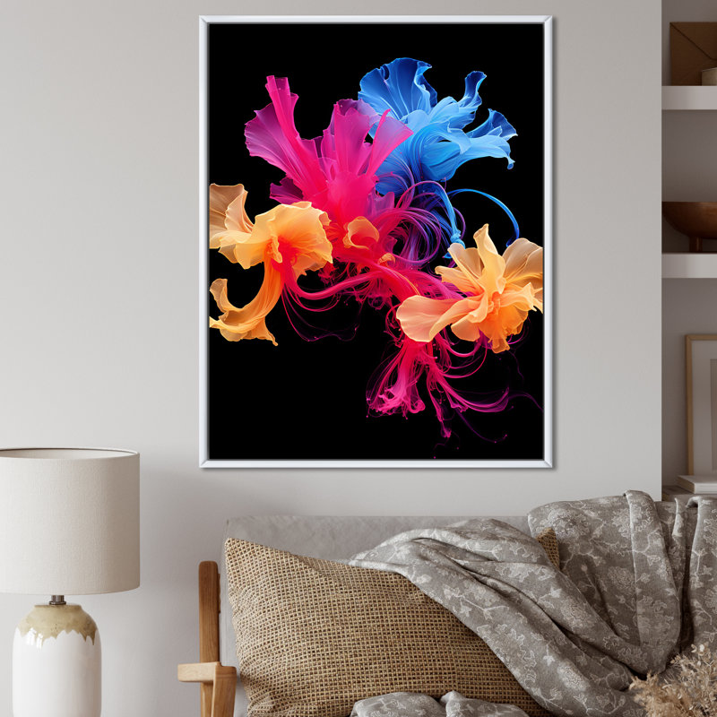 Liquid Ink Abstraction - Print, White Floater Framed, 20" H x 12" W x 1" D
