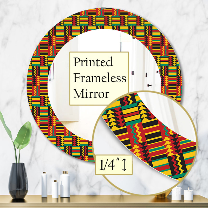 Motif africain - miroir bohémien et éclectique, H 31,5 po x l po