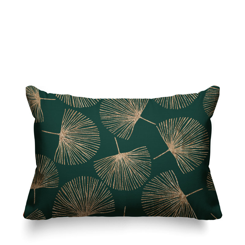 Coussin lombaire intérieur / extérieur Joba Dandilion, Émeraude / Or