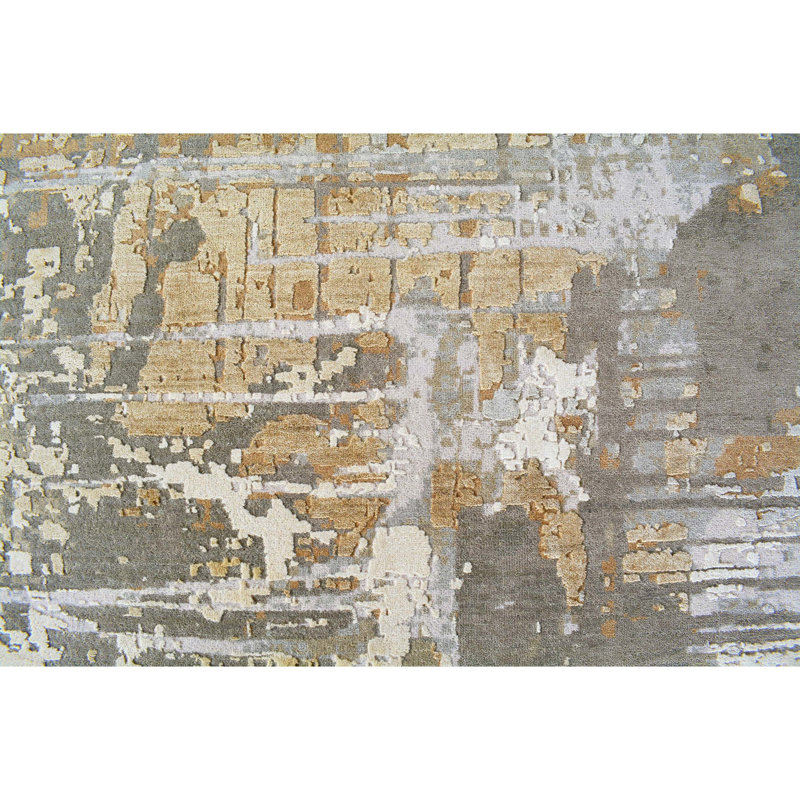 Abstract Area Rug in Gray/Brown/Ivory, null, Rectangle 5' x 8'