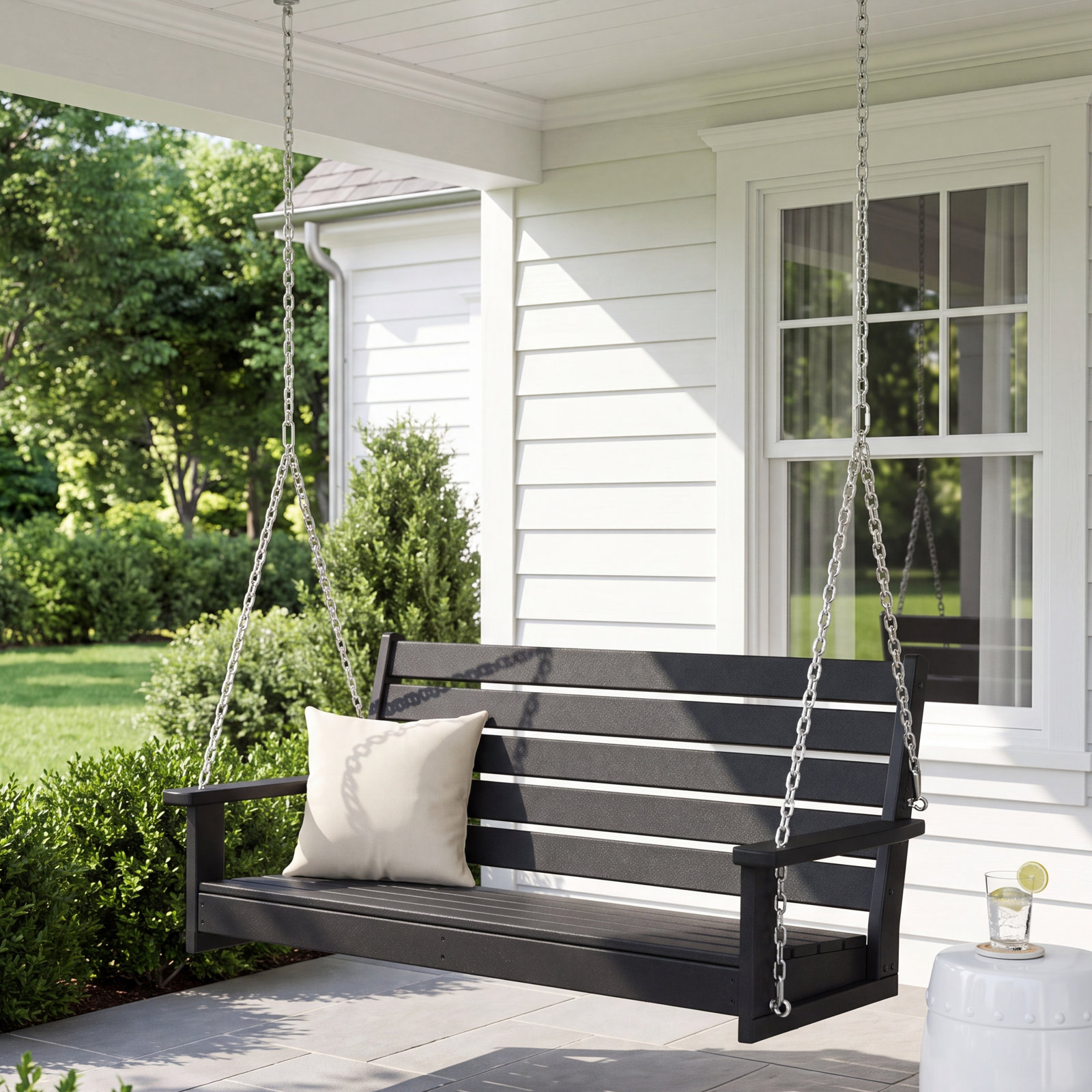 POLYWOOD® Monterey Bay Porch Swing, Charcoal Black