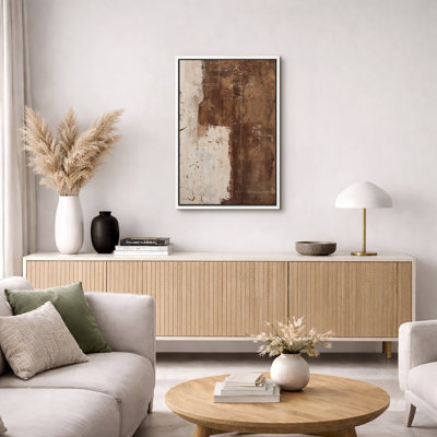 Abstract Shape "Warm Dark Brown Neutral Modern Organic Artwork, Minimalist Rustic Living Room Wall Pictures, Large Framed Canvas Giclee Print Wall Art"