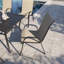 Fauteuils de jardin empilables kaki, avec siège en textile respirant et structure en fer thermolaqué, ensemble de 2-460916053