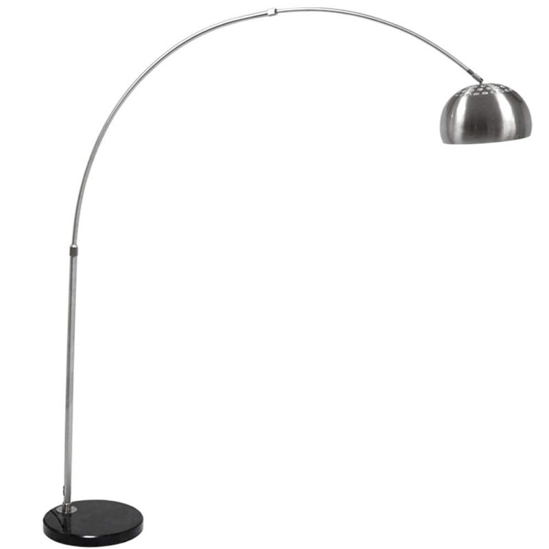 Annia 80'' Black Arched Floor Lamp, Brushed Steel