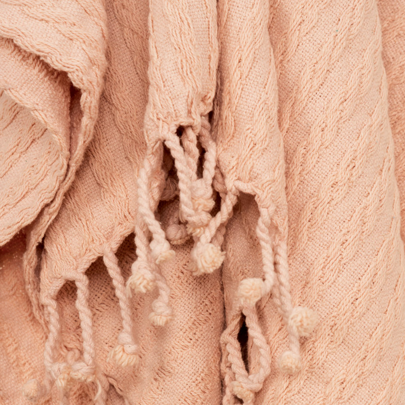 Blush Cotton Knitted Reversible Throw Blanket