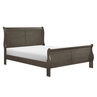 Traditional Queen Bed In Gray Stain, With Headboard, And Rails For Bedroom Stained Gray, Queen-Size