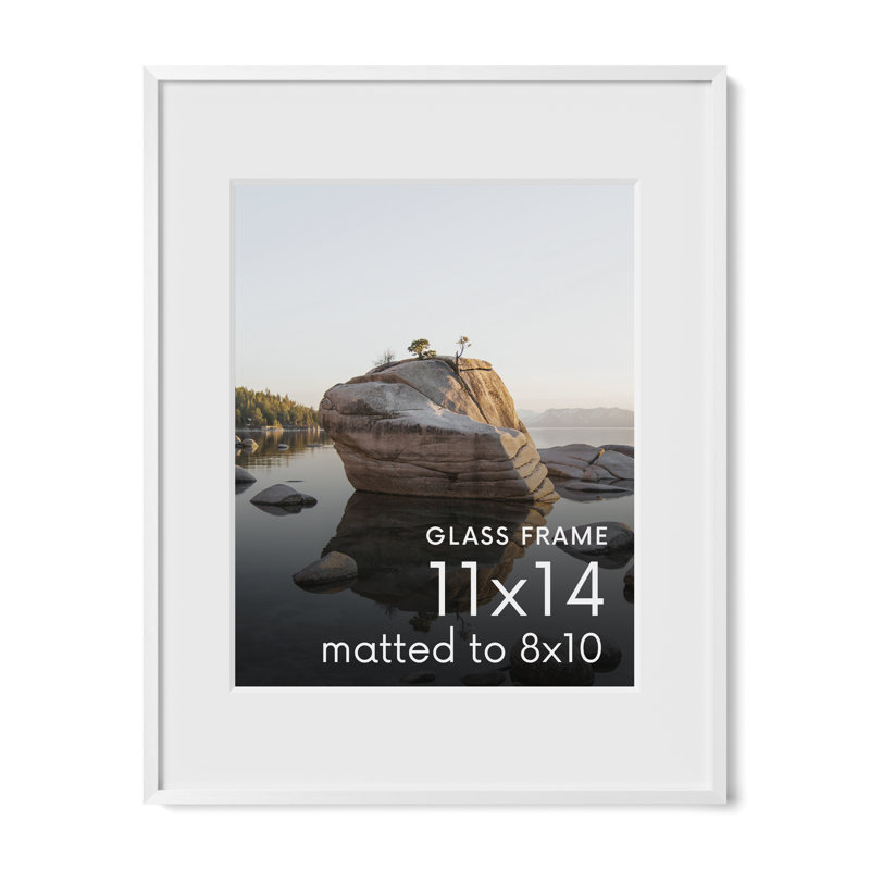 Cadre photo en métal avec verre, Blanc, L 11 po x H 14 po