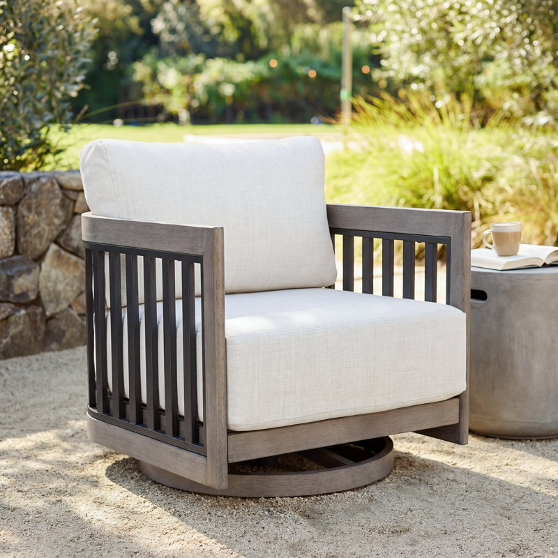Sereno Patio Aluminum Swivel Club Chair Lounge Chair With Cushions, Black/Gray