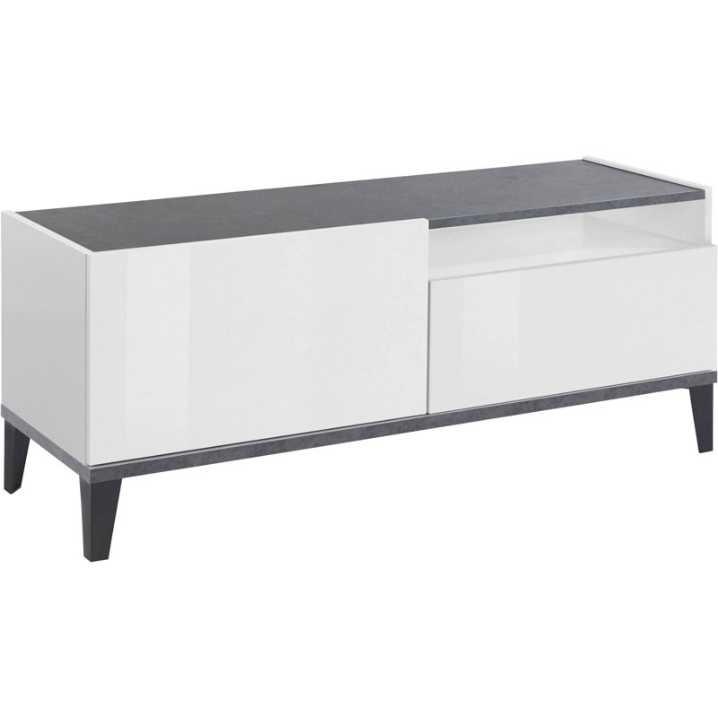Puteaux Unfinished TV Stand, White Glossy/Slate