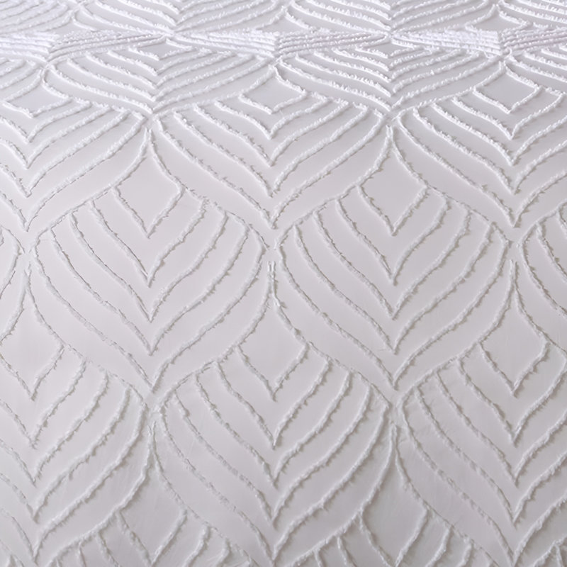 Garnes Polyester Damask Duvet Cover Set with Pillowcases Included, Double Duvet Cover + 2 Pillowcases (50 x 70), White