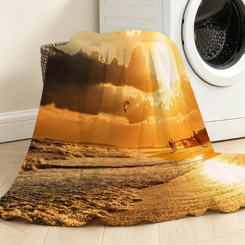 Jeté en molleton noir ultra doux en flanelle, magnifique imprimé d'un seul côté, Throw 40" x 50"