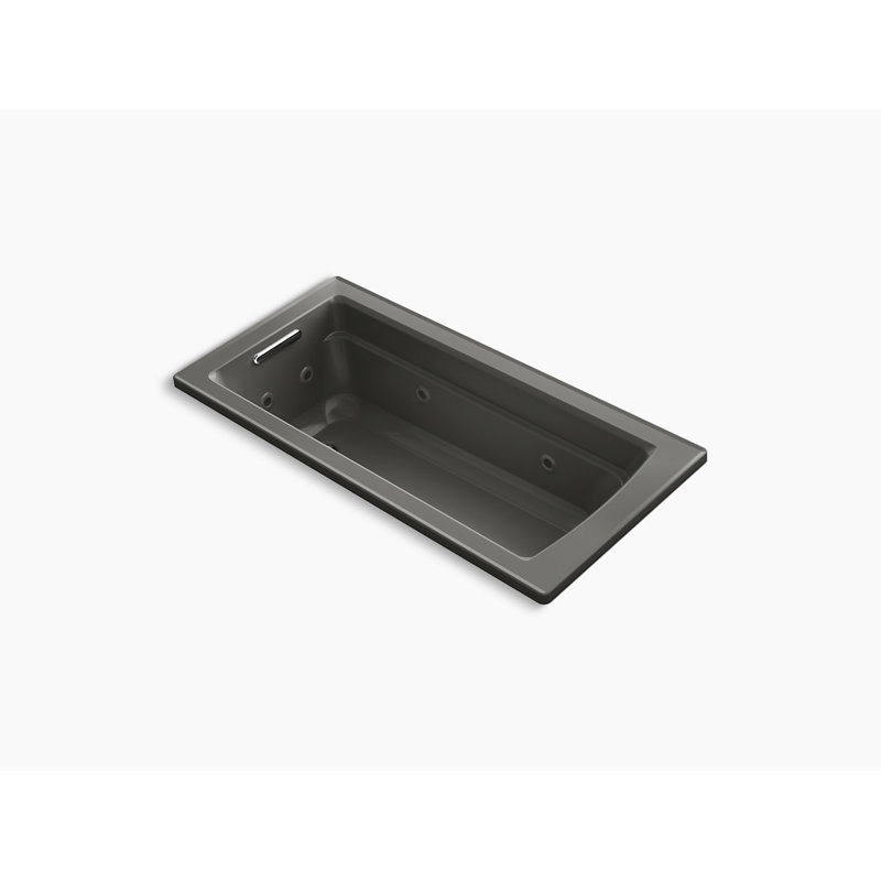 Archer 66" X 32" Drop-In Whirlpool Bath with End Drain and Heater, Thunder Gray