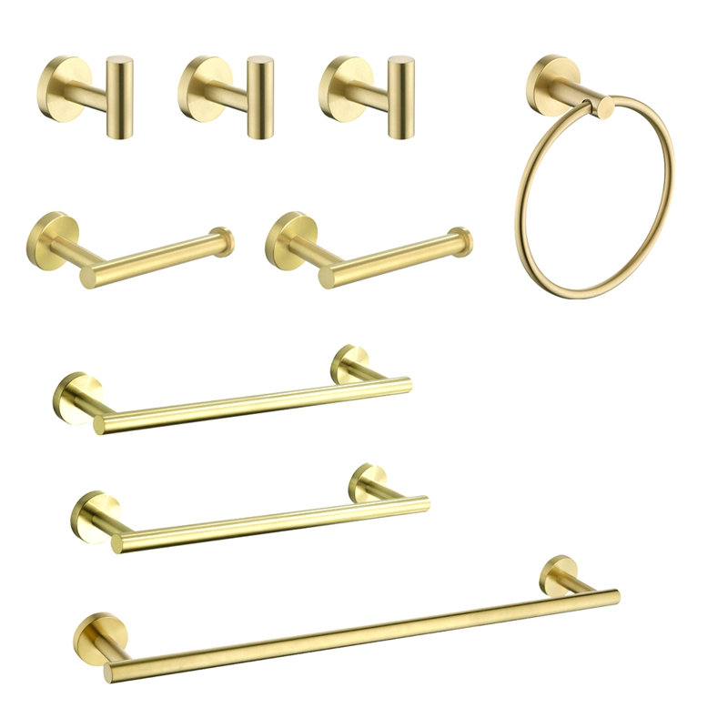 9 Piece Stainless Steel Bathroom Towel Rack Set Wall Mount, Silver