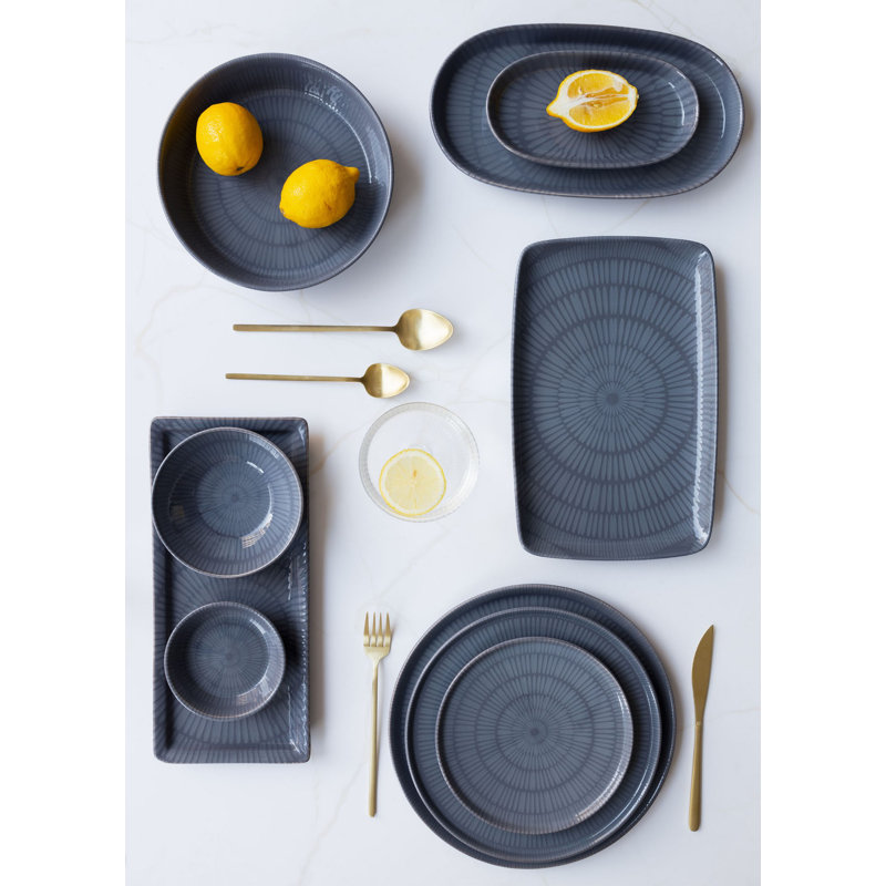 Latitude Run Arellys 100% CERAMIC Salad Bowl, Grey