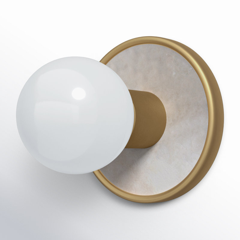 Rocha Dimmable Bath Sconce, Yes, White Alabaster/Natural Aged Brass