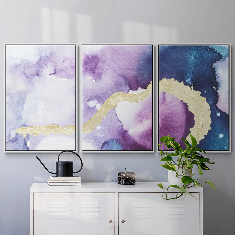 Ice Crystals III - 3 pièces, reproduction sur toile, Blanc, H 40 po x l 78 po x P 2 po