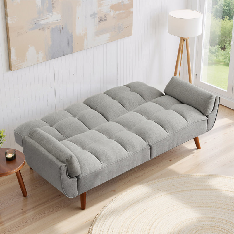 Arnbert Full / Double 75.39'' Upholstered Convertible Sofa, Light Gray Polyester Blend