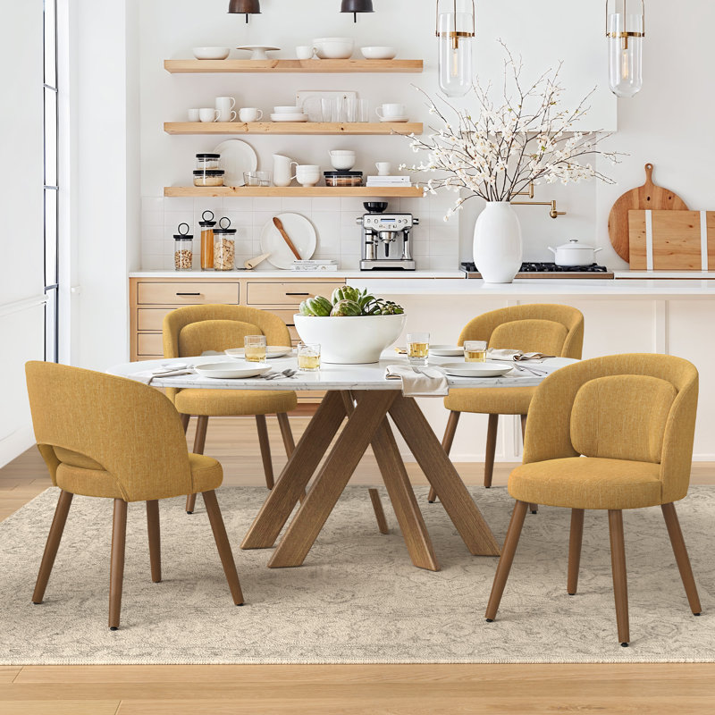 Katherine Upholstered Back Side Dining Chair, 2, Chenille Ginger