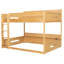 Lit superposé grand sur grand avec tablettes de rangement et ports de chargement USB, structure en bois massif, couleur bois-384165009