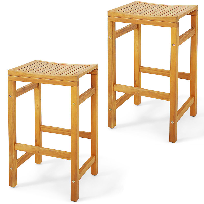 Ensemble de 2 tabourets de bar en bois d'acacia Winston Porter, 2